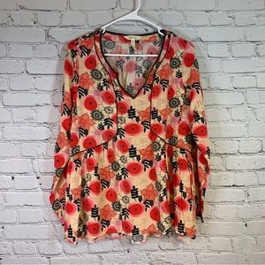 Matilda Jane Pink Floral Flowy Mistletoe Magic Tunic Size Medium